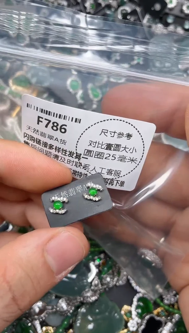 颈饰未镶嵌翡翠F786耳钉