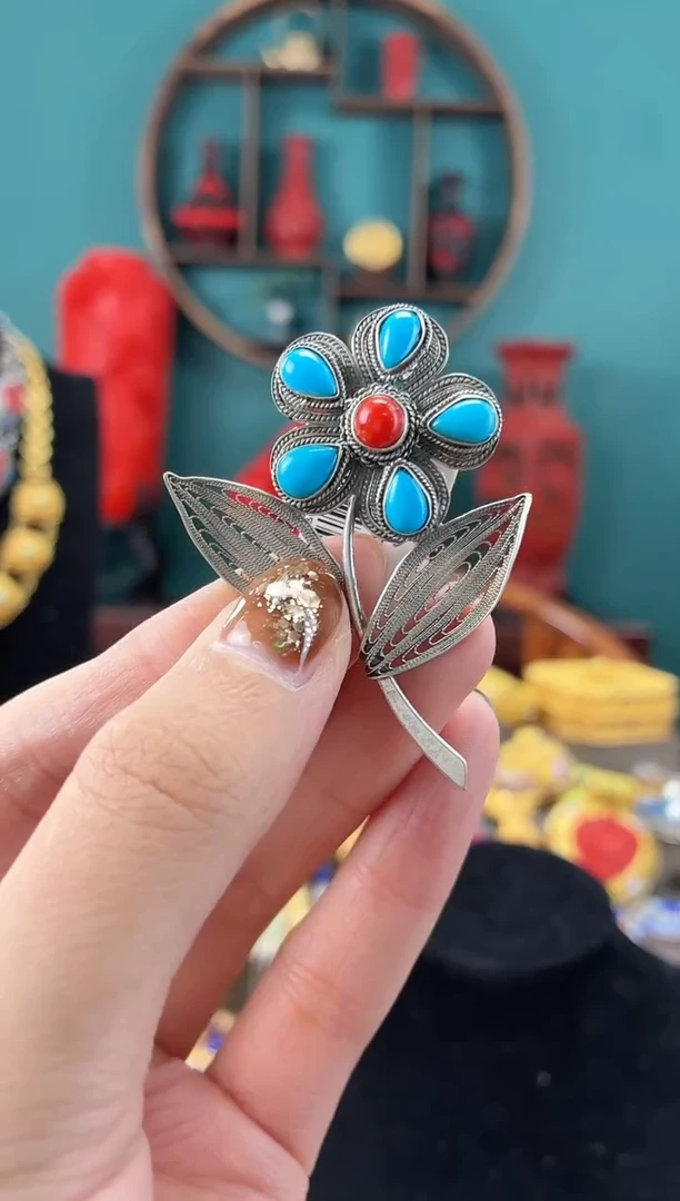 非遗手工花丝镶嵌胸针吊坠