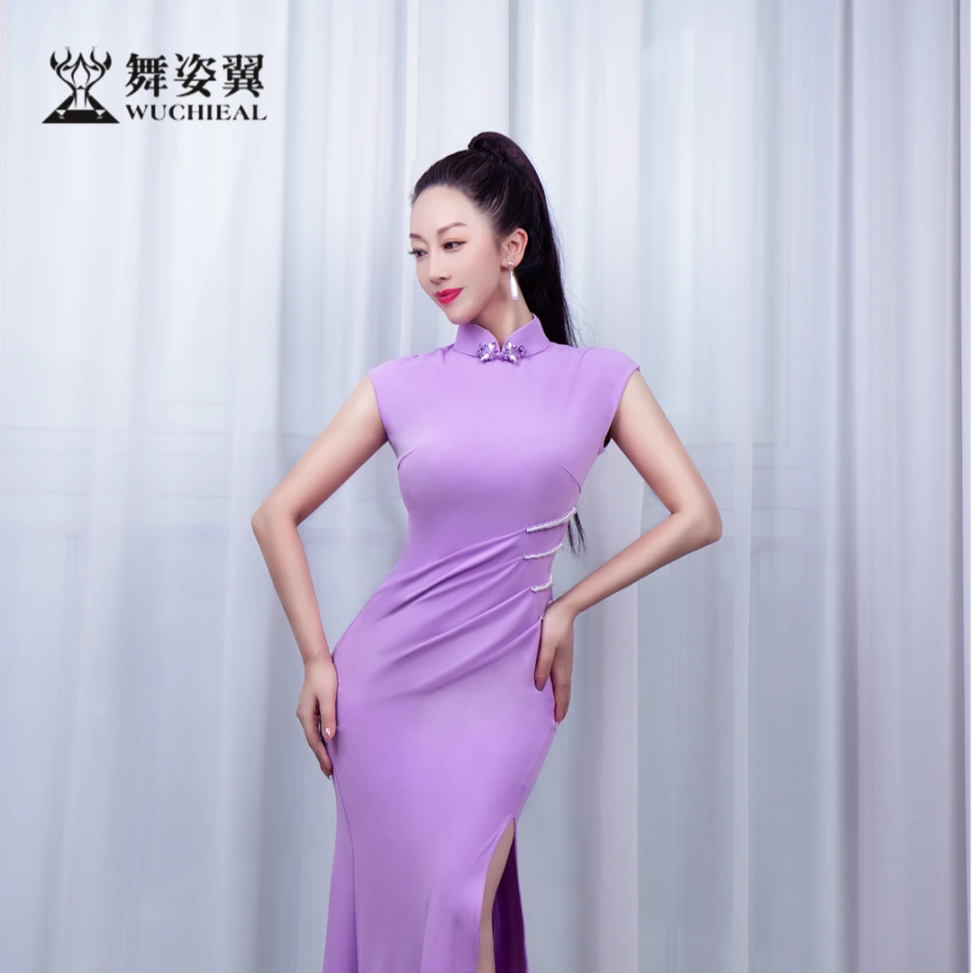 WUCHIEAL/舞姿翼舞姿翼形体礼仪新款训练走秀名媛旗袍连衣裙XT993