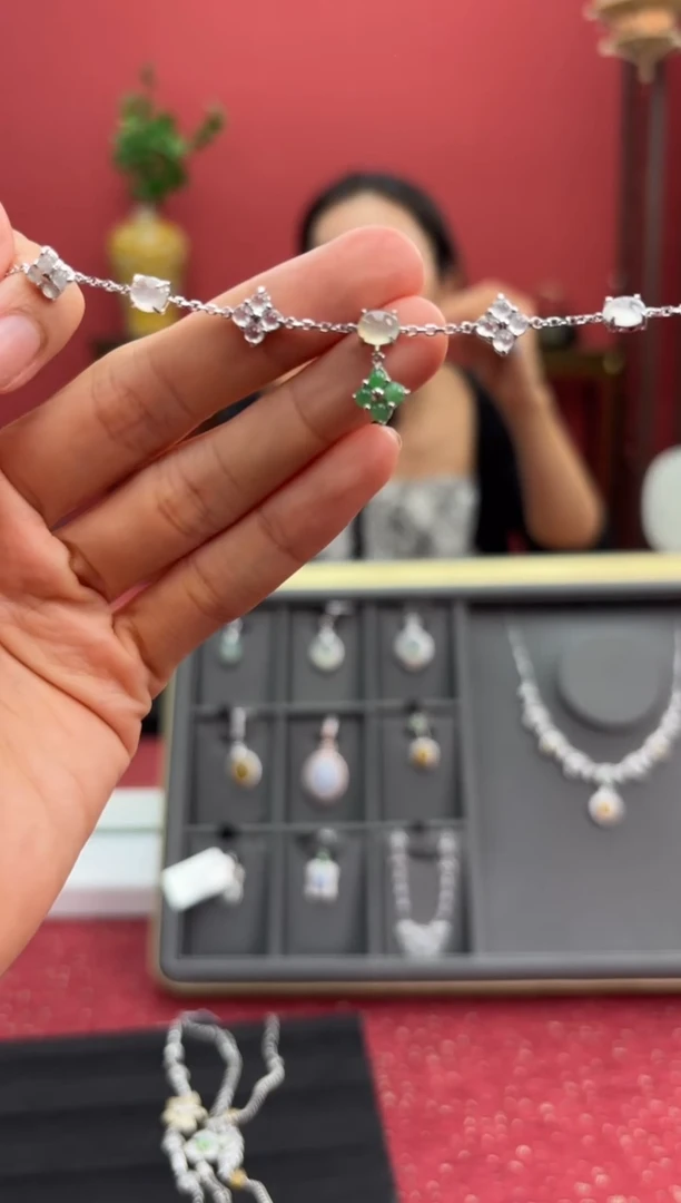 银S925镶嵌手链翡翠003914r/手链