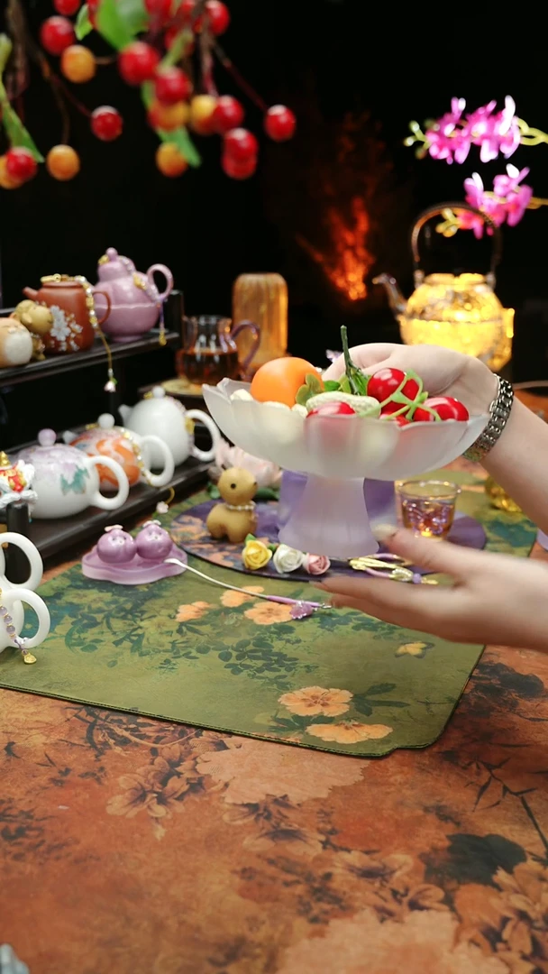 【闪购商品】紫色高足果蝶点心盘