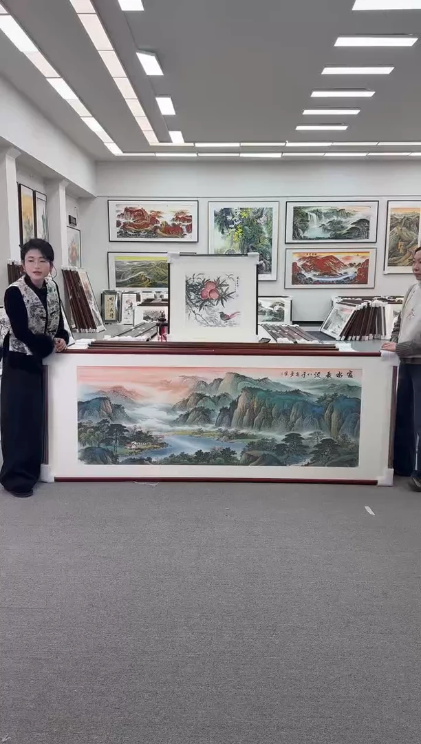 国画手绘  219*88  富水长流