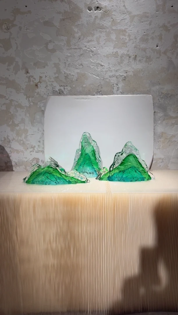 摆件璨石美学翡翠山一组艺术摆件