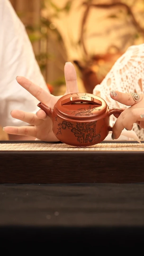 茶壶紫砂SS0520029765竹节汉瓦 红皮龙