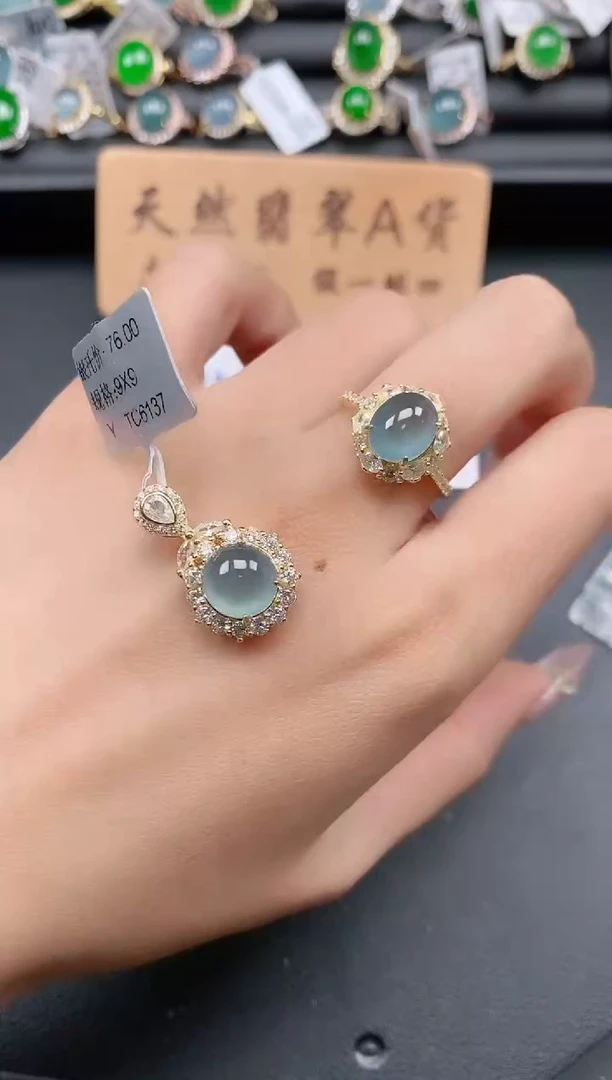 银S925镶嵌戒指翡翠111