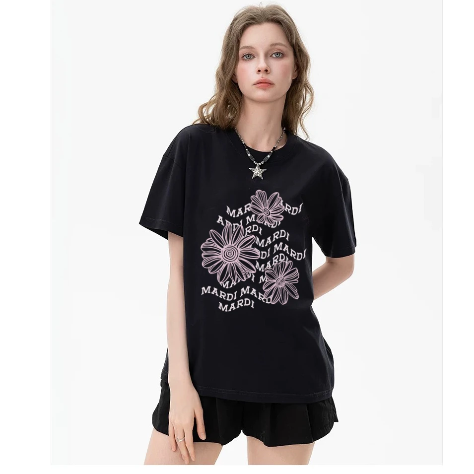 Mardi雏菊字母2025夏季新款休闲百搭圆领短袖小众轻奢潮牌T恤上衣
