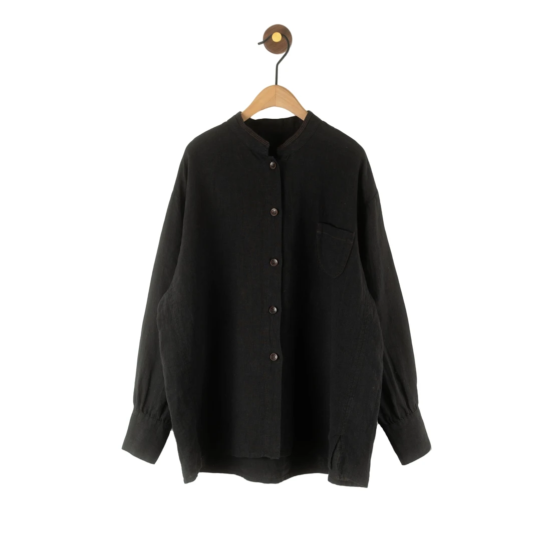 三木兮非 亚麻小立领衬衫 25SS0015 小众文艺极简休闲 气质百搭