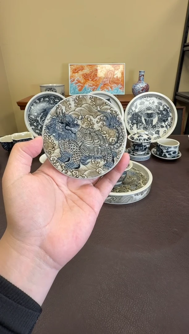 二号釉龙龟纹盖置