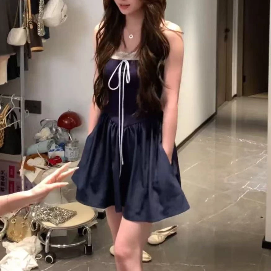 婷婷家法式复古吊带连衣裙女夏季新款高级感气质收腰显瘦百搭套装