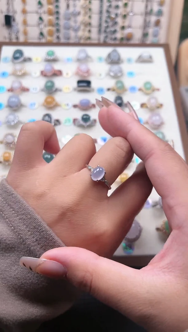 【闪购商品】翡翠戒指银S925镶嵌天然A货翡翠戒指