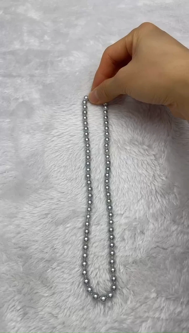 项链银S925镶嵌海水珍珠AK真多麻6-6.5mm