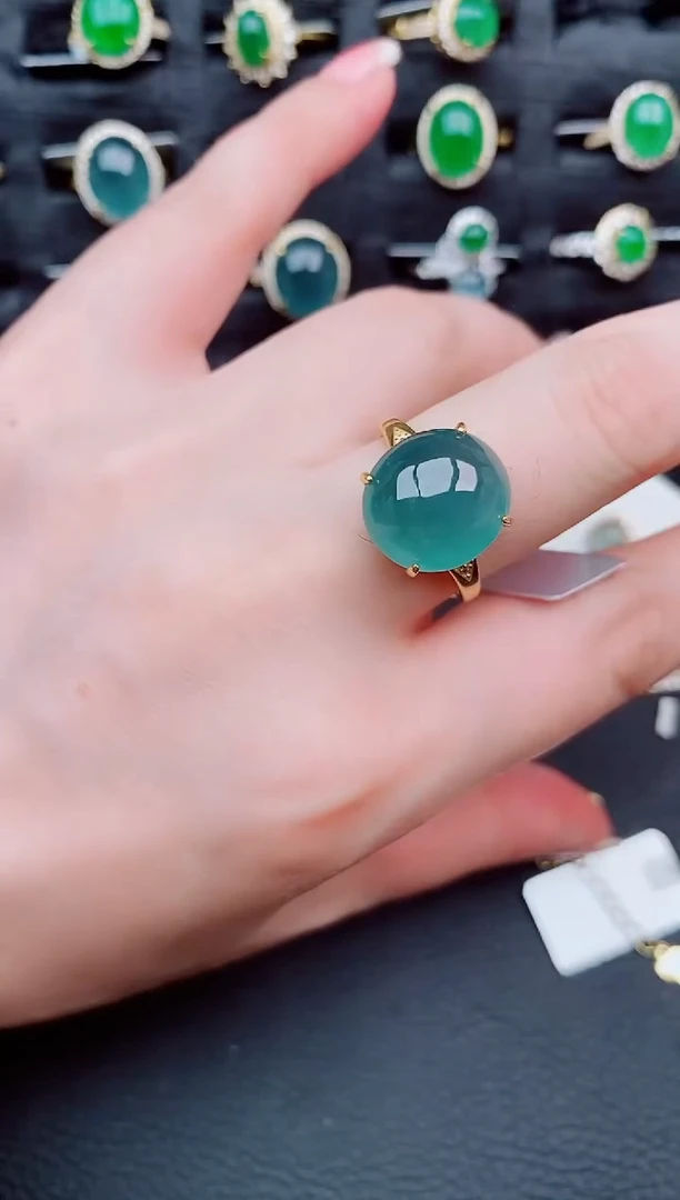 翡翠戒指银S925镶嵌天然a货翡翠230