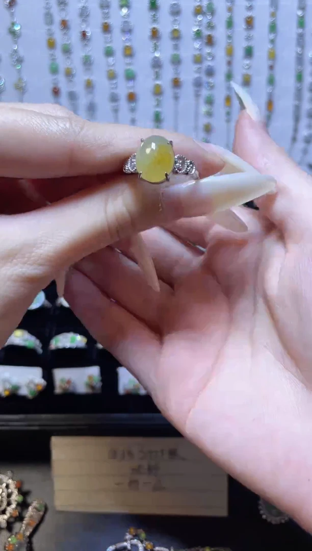 银S925镶嵌戒指翡翠1