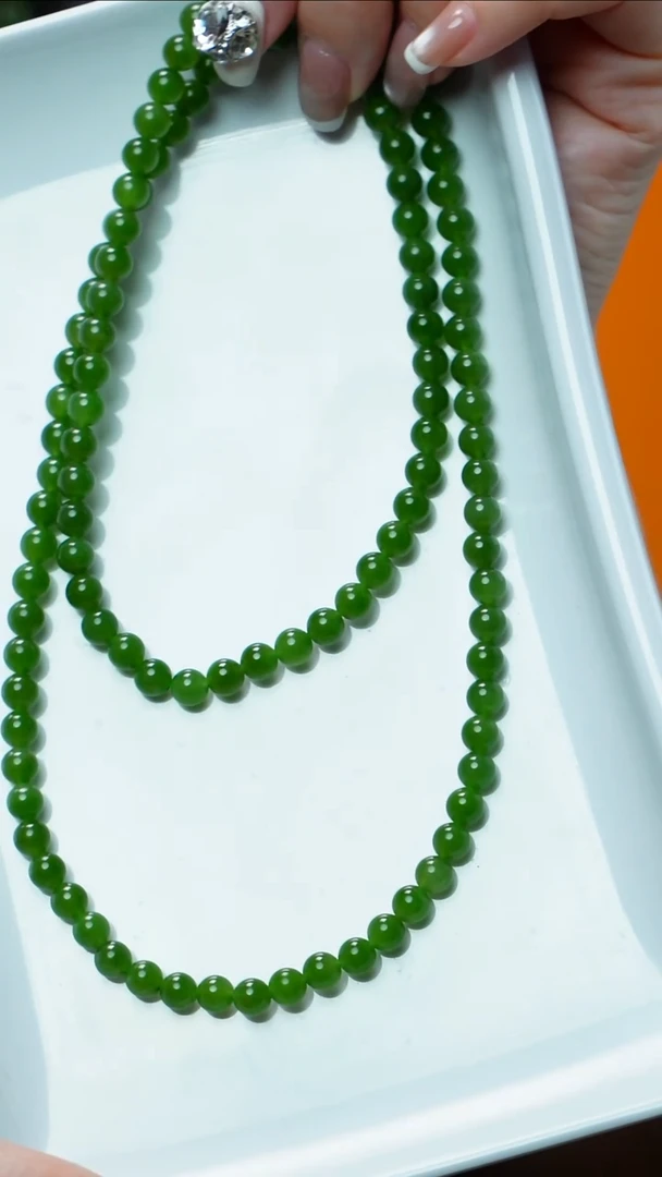 和田玉（碧玉）未镶嵌毛衣链碧玉毛衣链5-6mm多样性发其一