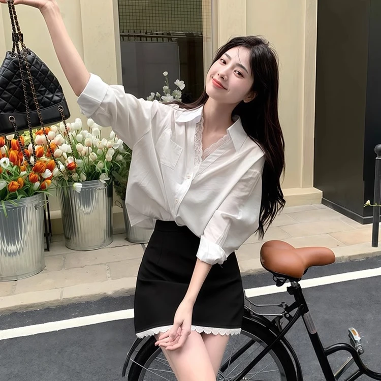 白色蕾丝衬衣2025年春季新款女装法式衬衫高级感轻奢减龄洋气上衣