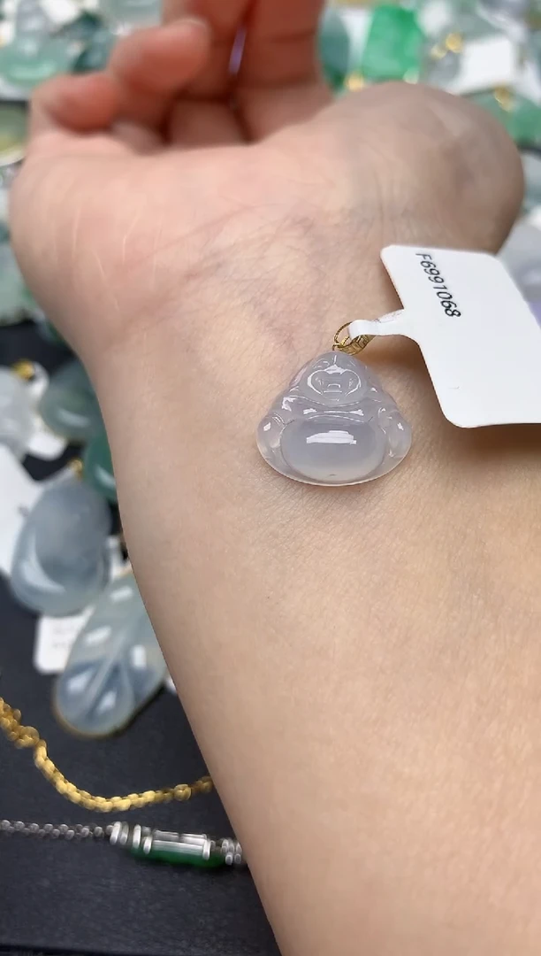 颈饰18K金镶嵌翡翠天然缅甸A货翡翠