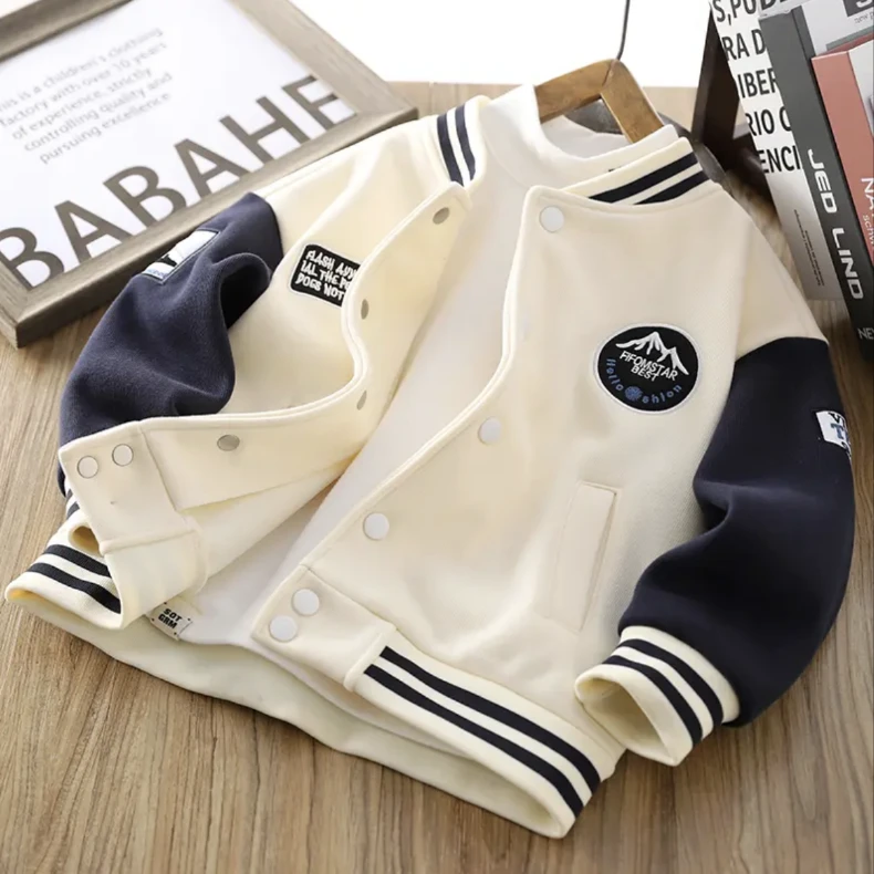 儿童加绒外套秋冬装棒球服2024新款男孩加厚保暖夹克棉衣潮24408