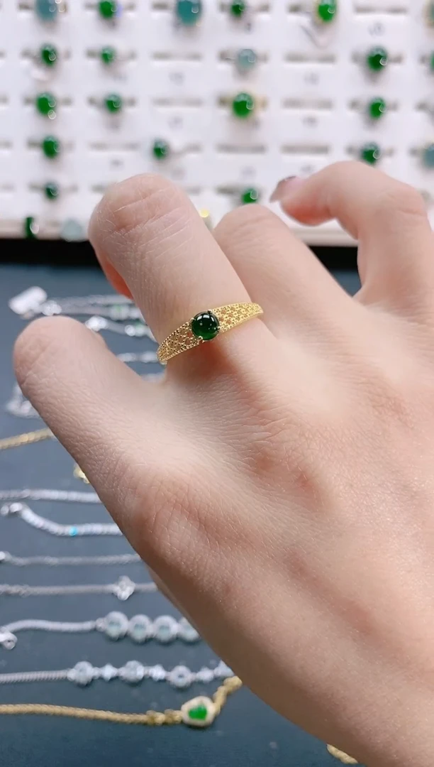 【闪购商品】翡翠戒指银S925镶嵌天然翡翠