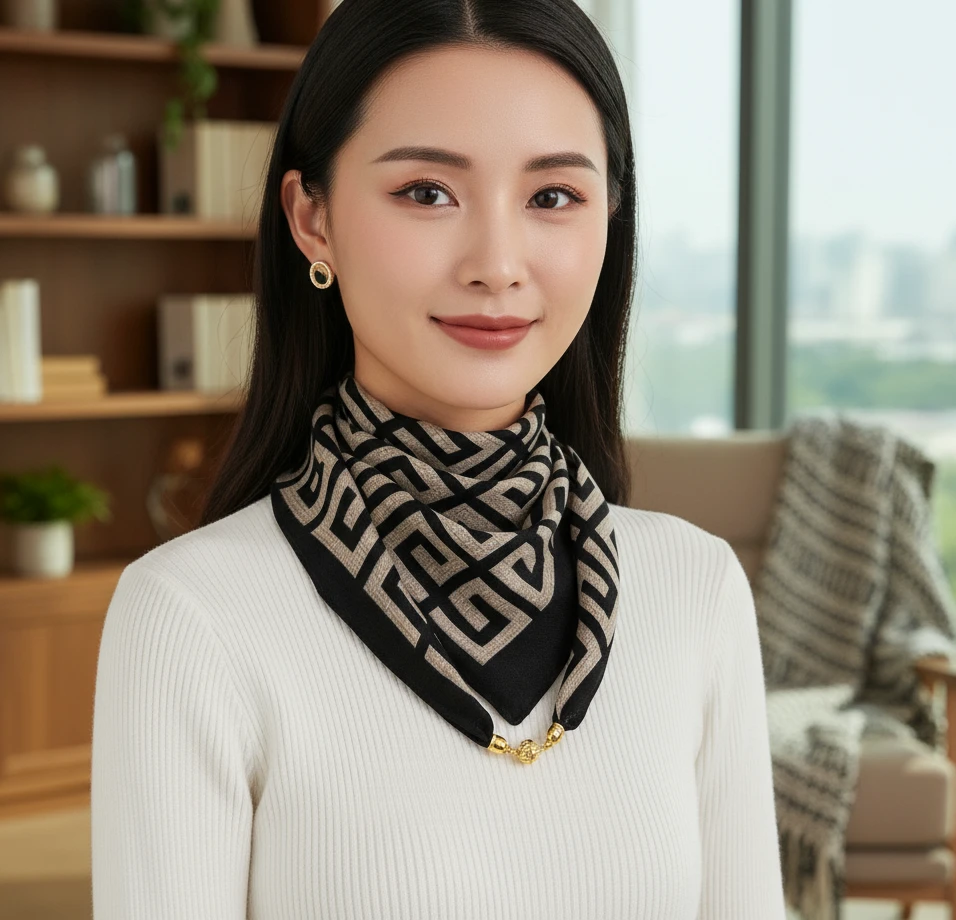 围巾女款爆款2025新款冬季保暖秋冬复古时尚丝巾小方巾围脖披肩