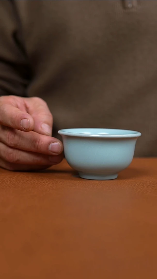 瓷片仿古宋臻纯手工厚胎压手杯一级