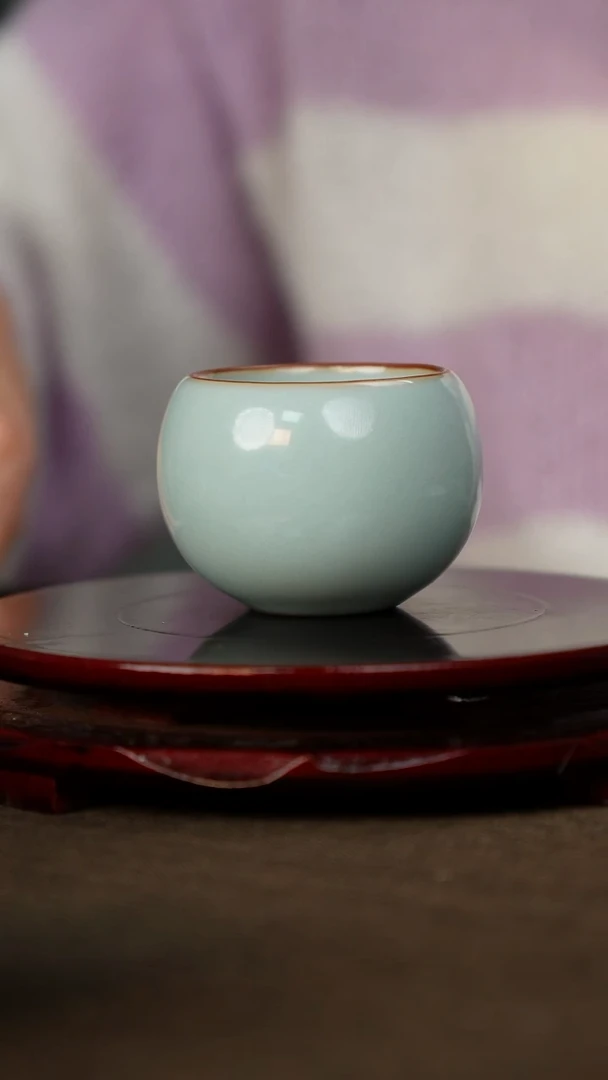 全品 天青禅定杯 带底款