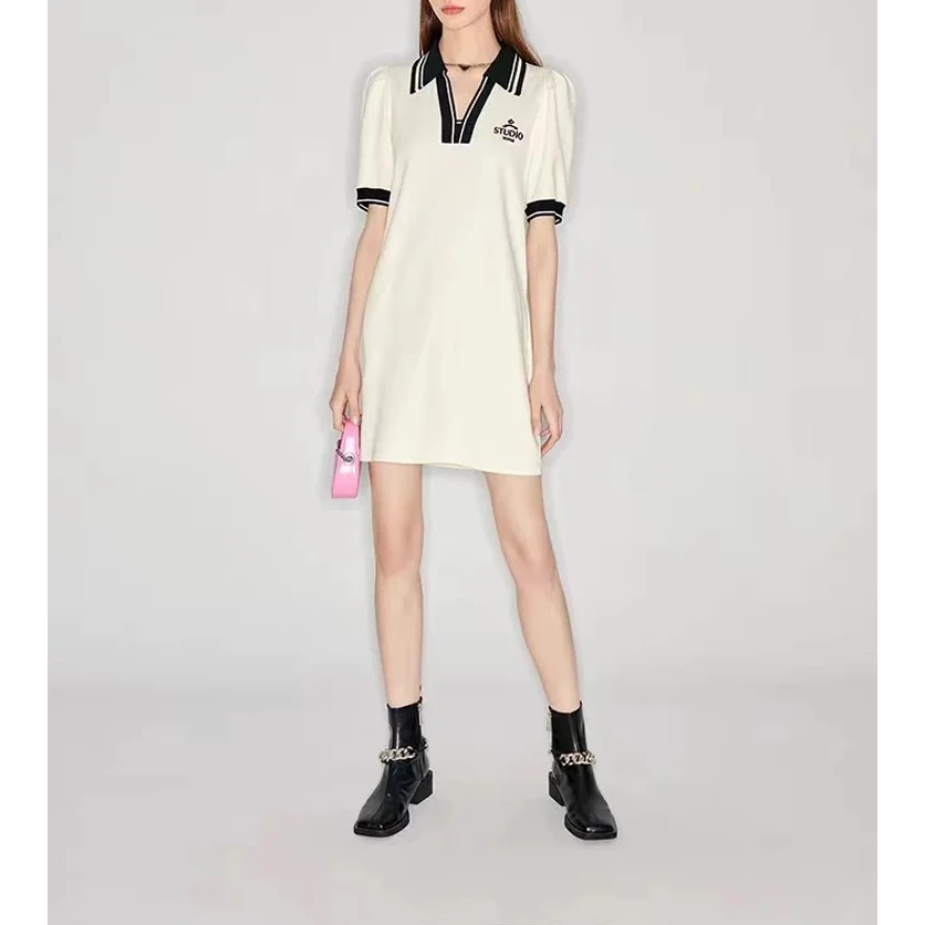 F1773-【摩】文艺范方领短袖收腰连衣裙#ZMF56L006