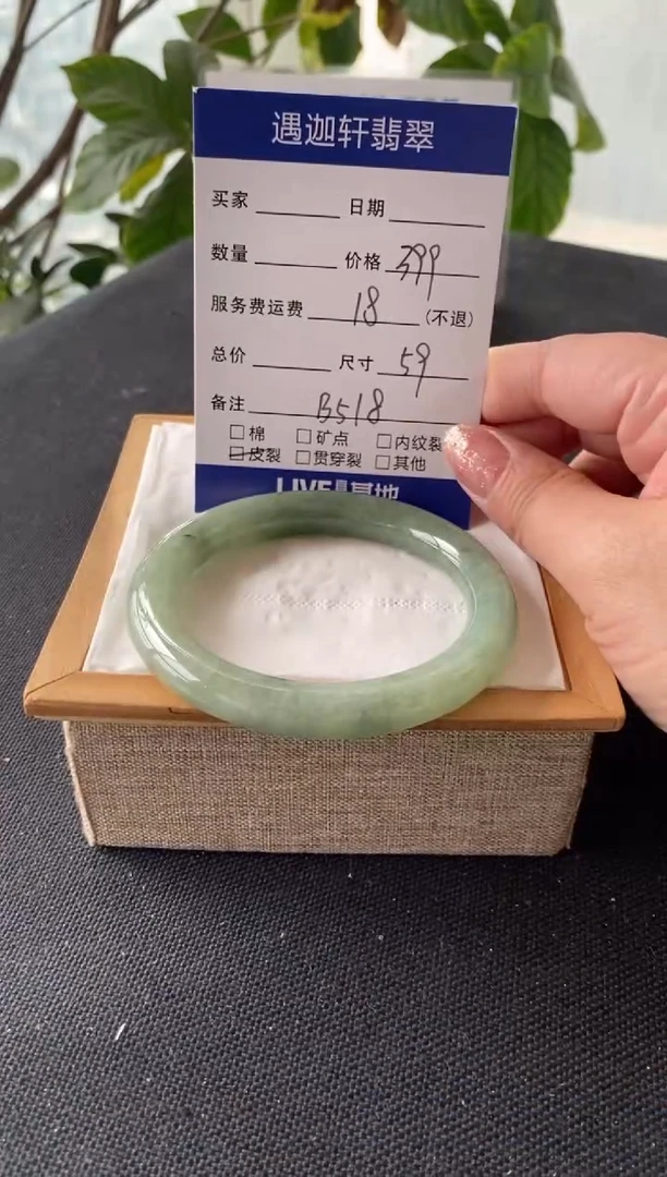 翡翠手镯未镶嵌59圈口 B518编码