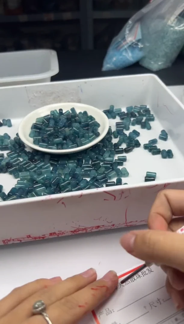 玛瑙/玉髓颈饰未镶嵌w2912老蓝水飘花管珠10*6mm*20颗