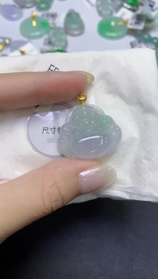 颈饰18K金镶嵌翡翠天然缅甸翡翠A货百元以上9元证书费自理