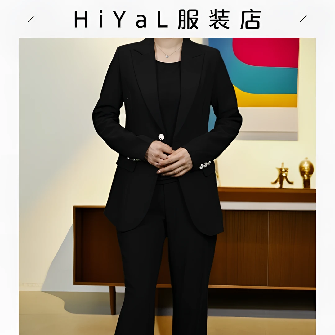 HiYaL服装店西装时尚西服黑色修身商务
