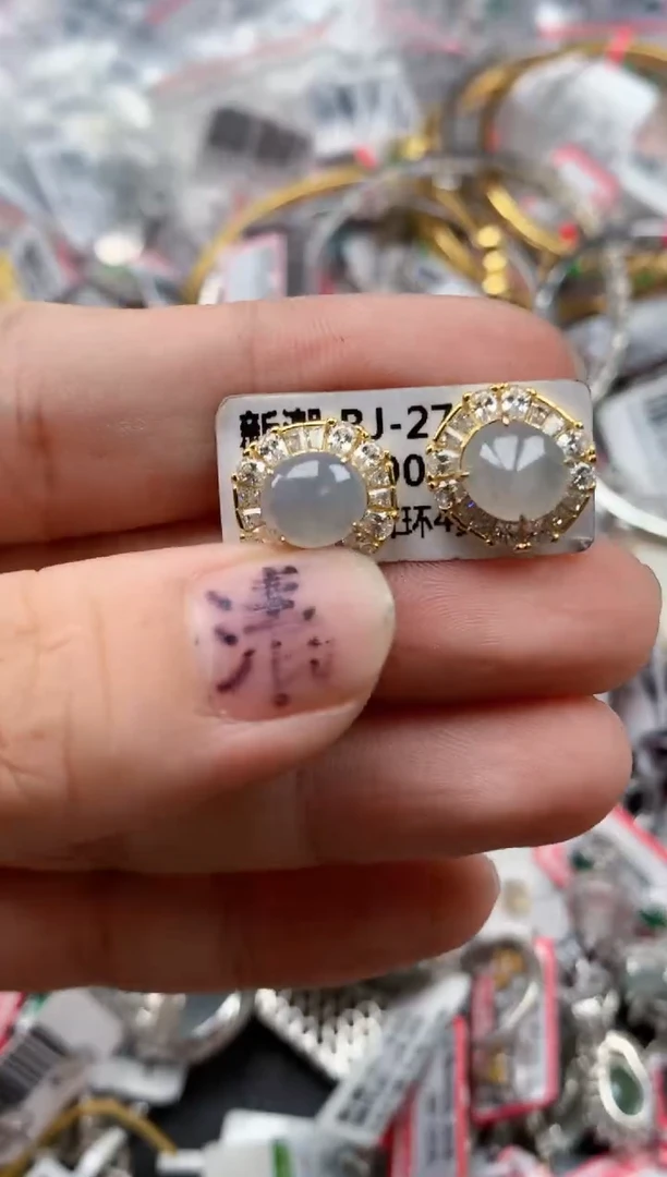 银S925镶嵌戒指翡翠天然A货缅甸翡翠