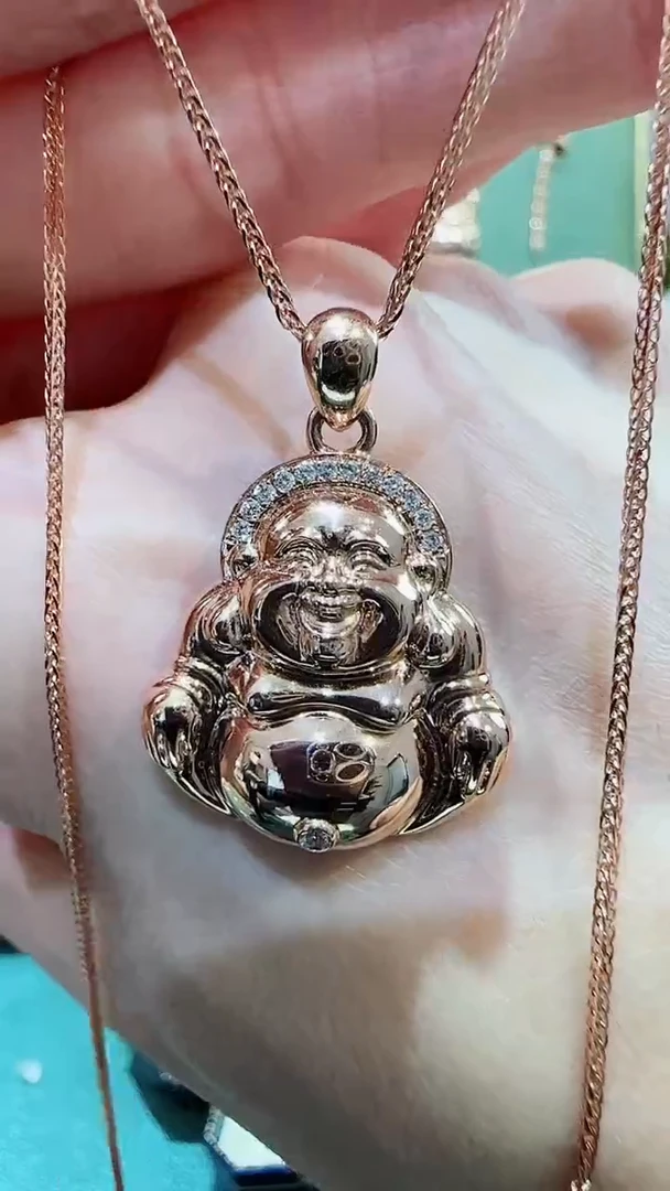 【闪购商品】钻石吊坠(不含链)18K金镶嵌18K金钻石佛公吊坠