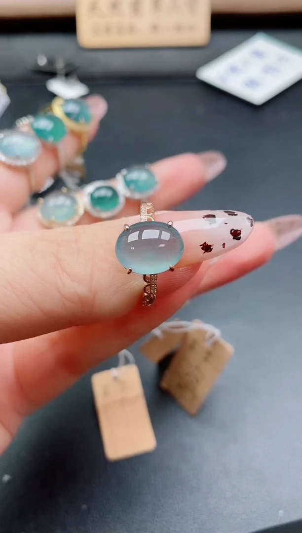 银S925镶嵌戒指翡翠1