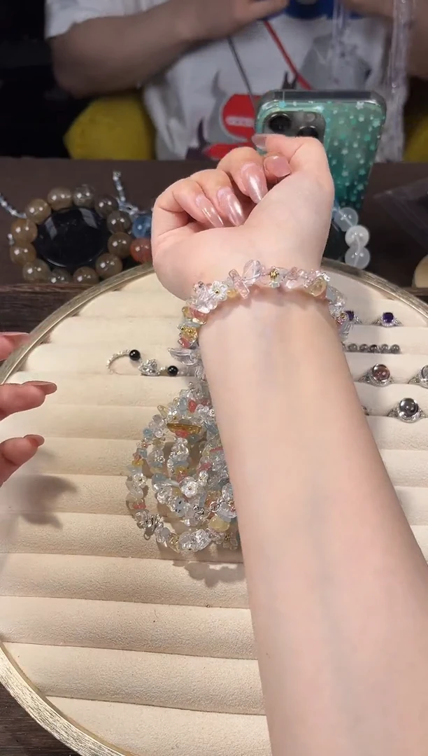 手环未镶嵌水晶多巴胺水晶碎石手环