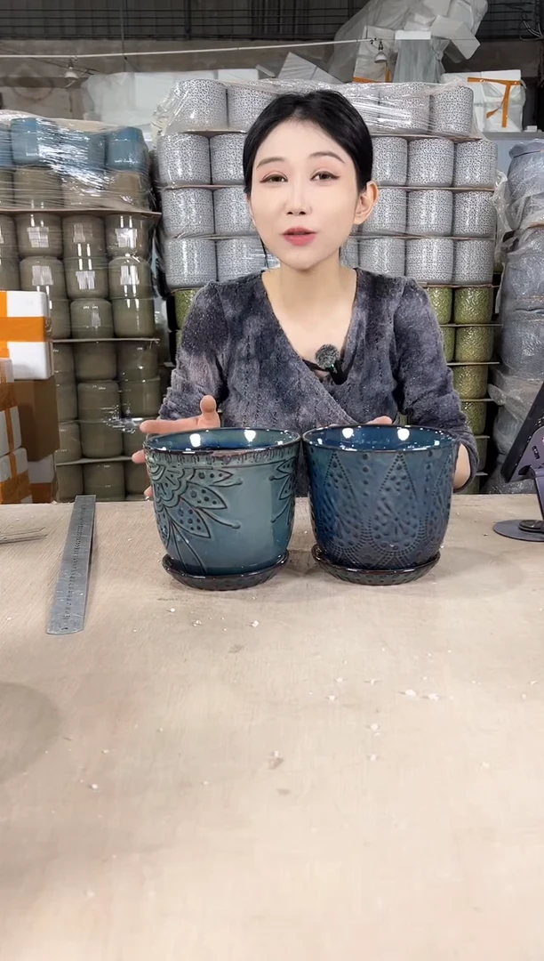 【闪购商品】陶瓷套二紫砂水滴蓝+太阳花15x13