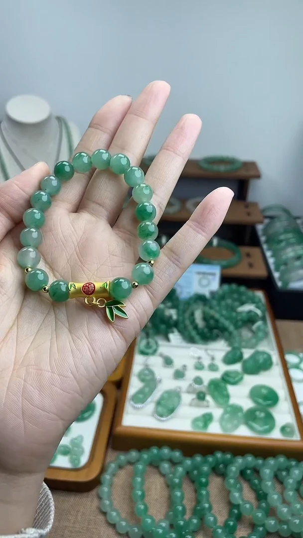 未镶嵌手链石英质玉（非洲翠）手串卡9