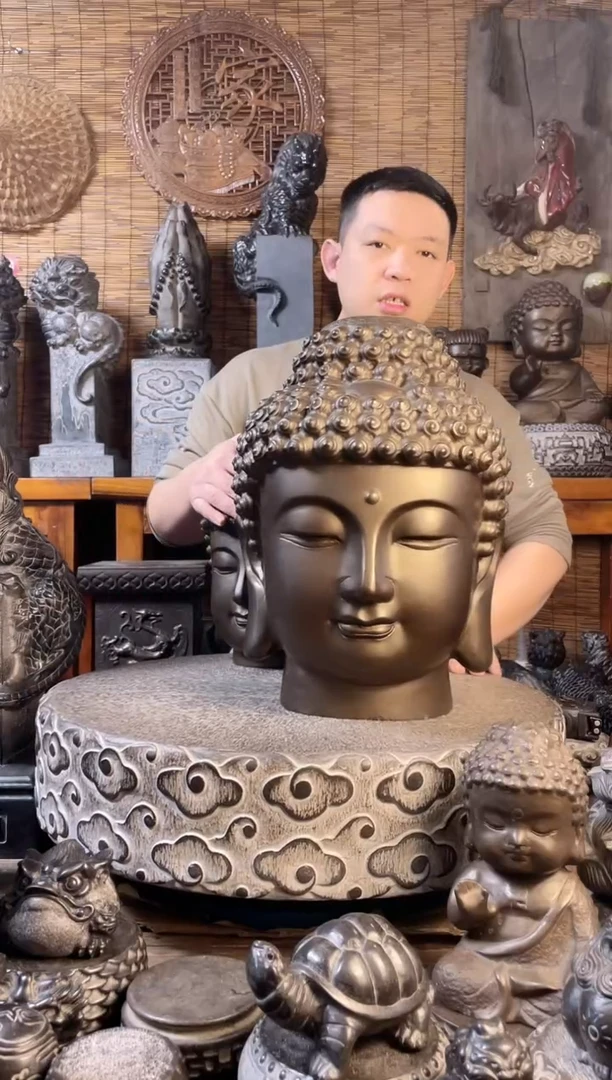 【闪购商品】40佛头天然青石雕刻