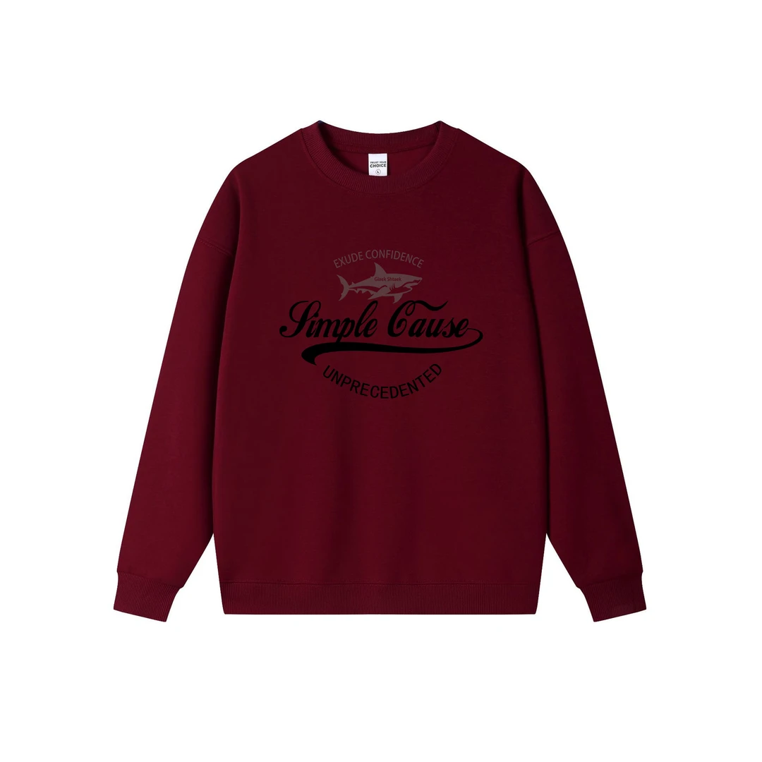 男士秋冬加绒加厚卫衣新款潮流印花休闲时尚圆领套头卫衣上衣T恤