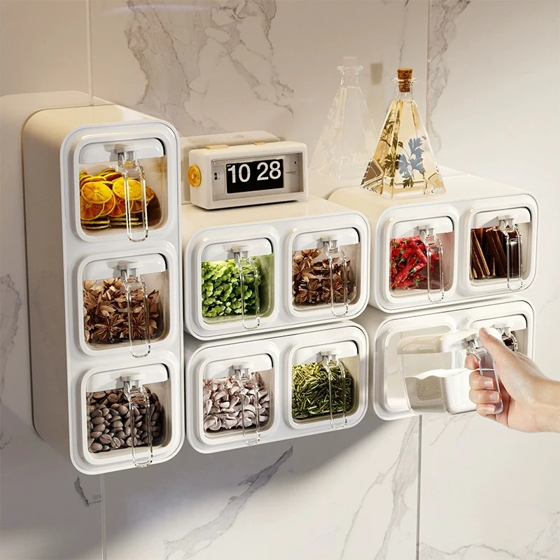 优勤挂式调料盒新款调味罐厨房家用调料罐壁挂收纳盐味精调味瓶罐