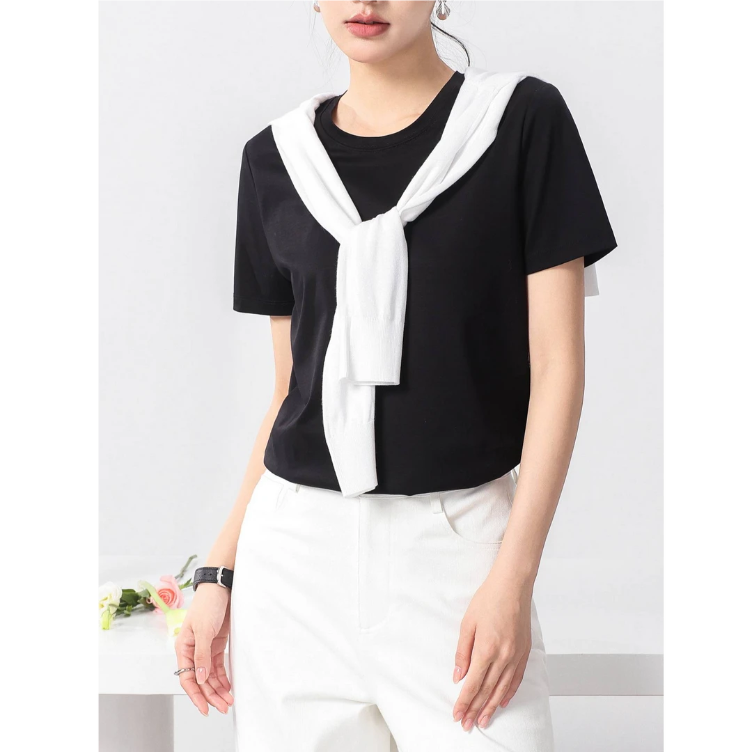 【25春】9色桑蚕丝丝光圆领短袖T恤*JRM6310