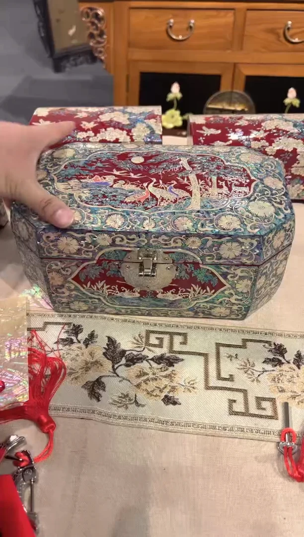 【闪购商品】鱼锁八边满贝底黑金鲍弘贝雅螺钿漆器文化馆