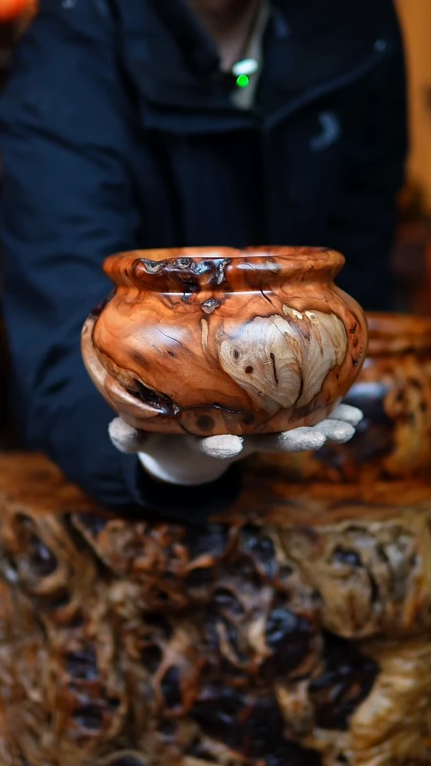 枣木百年雷击枣木聚财缸（直径21）