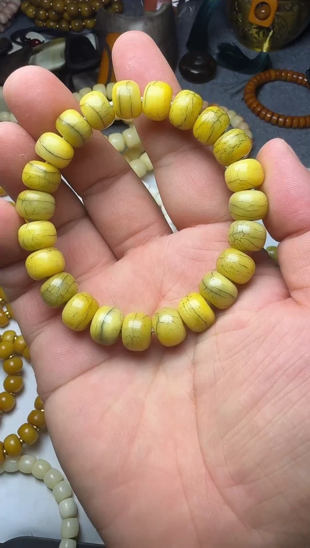 驼骨手串/手链1.2牦牛骨鸡油黄