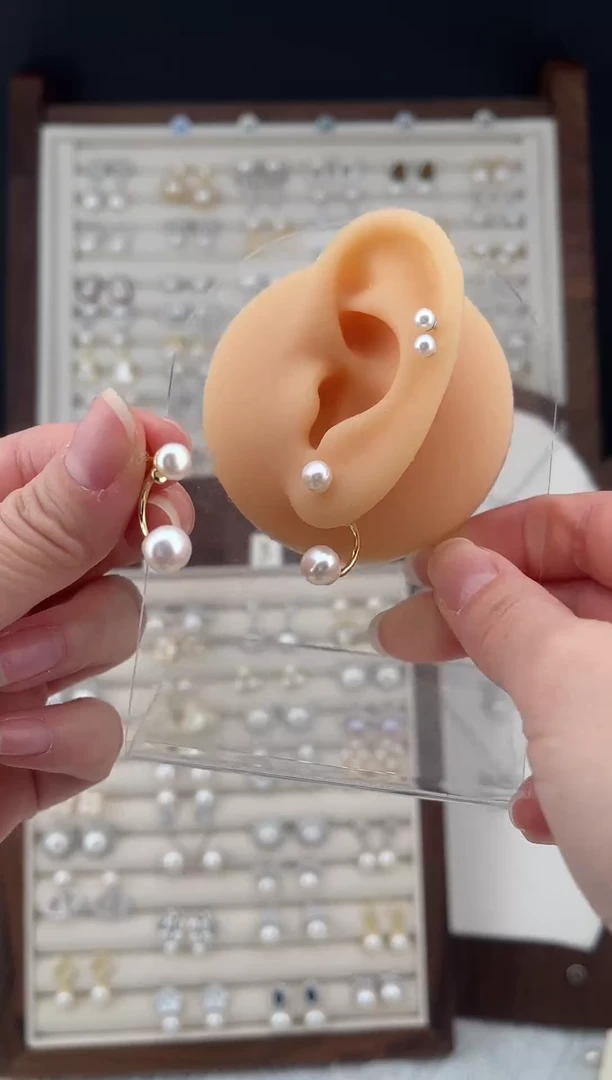 合金耳饰淡水珍珠啦***森电话款白珠