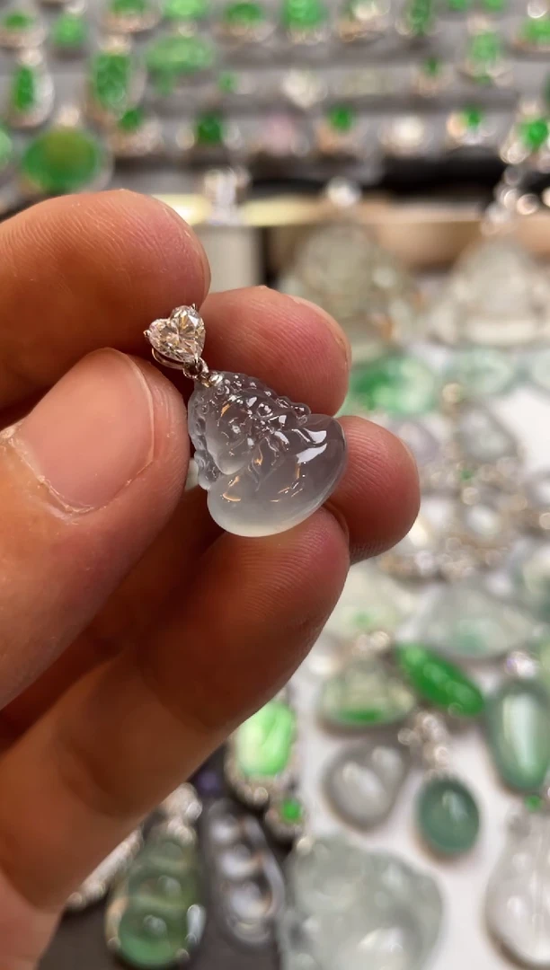 吊坠(不含链)18K金镶嵌翡翠佛公