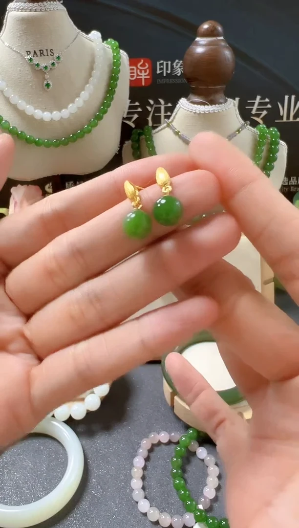 银S925镶嵌和田玉耳饰支持复检/多样性发一cg