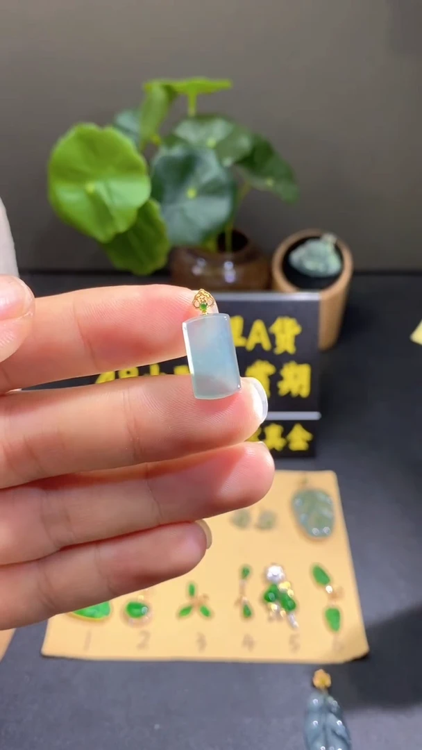 颈饰18K金镶嵌翡翠翡翠A货