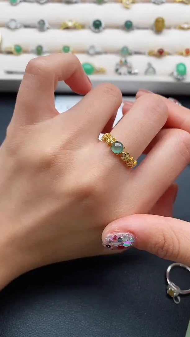 银S925镶嵌戒指翡翠4444444+1