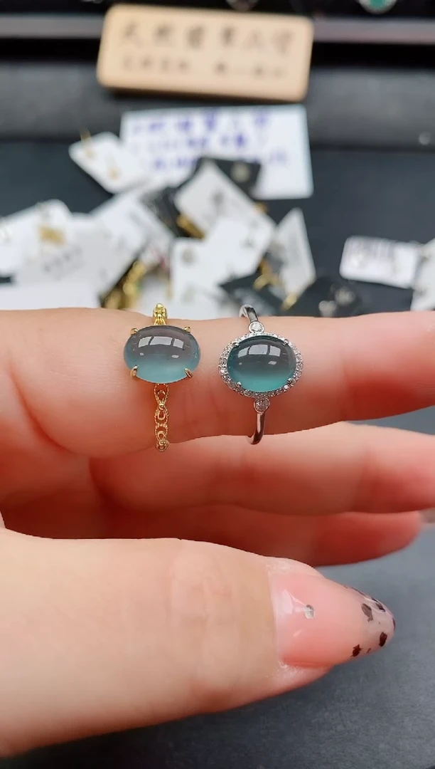 银S925镶嵌戒指翡翠1