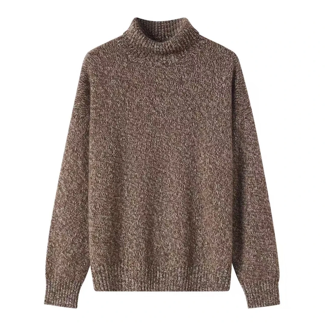 【欧诗莲】女士100山羊绒上衣高领花纱贴肤保暖长袖羊绒衫6663